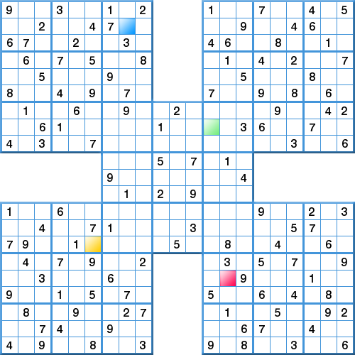 Prize Samurai Sudoku - Competition - Very hard
